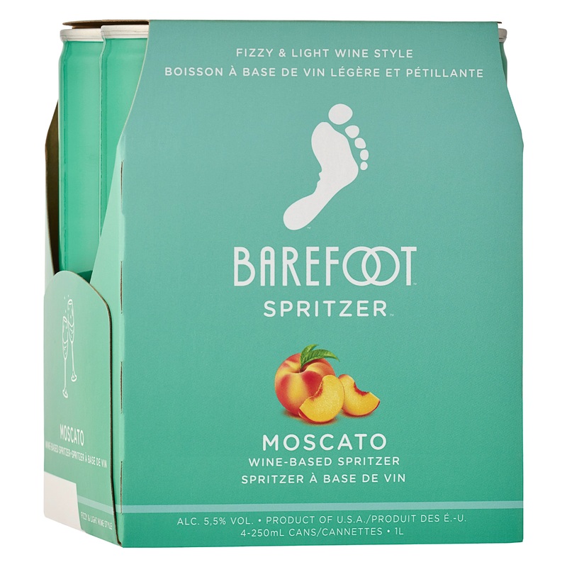 BAREFOOT SPRITZER MOSCATO CAN 4 PACK 250ML