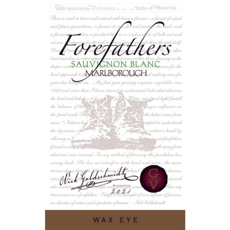 FOREFATHERS SAUVIGNON BLANC WAX EYE VINEYARD MARLBOROUGH 2021 750ML