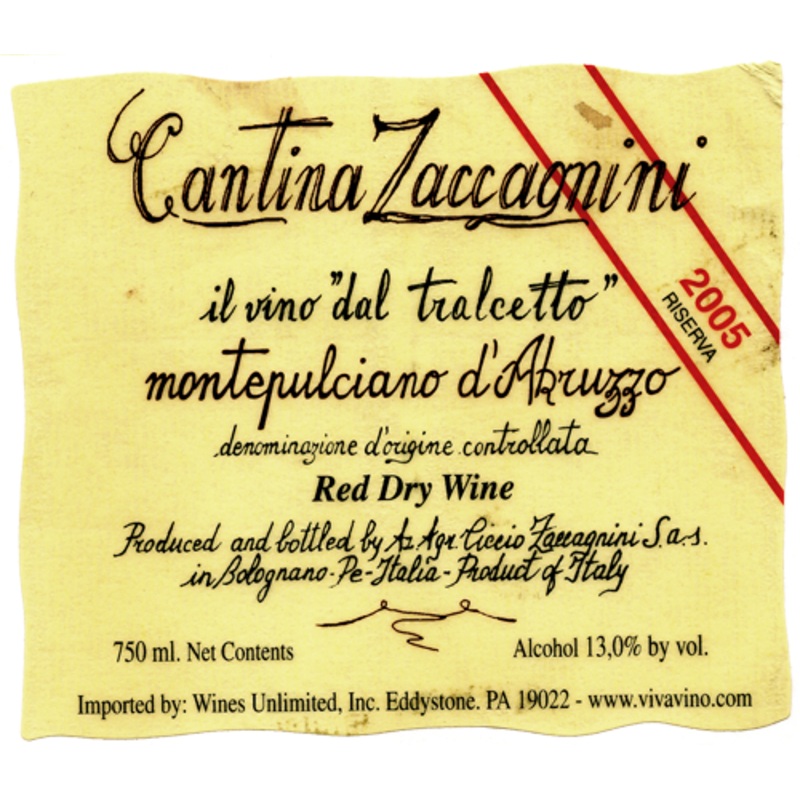 ZACCAGNINI MONTEPULCIANO D'ABRUZZO RISERVA 2020 750 mL