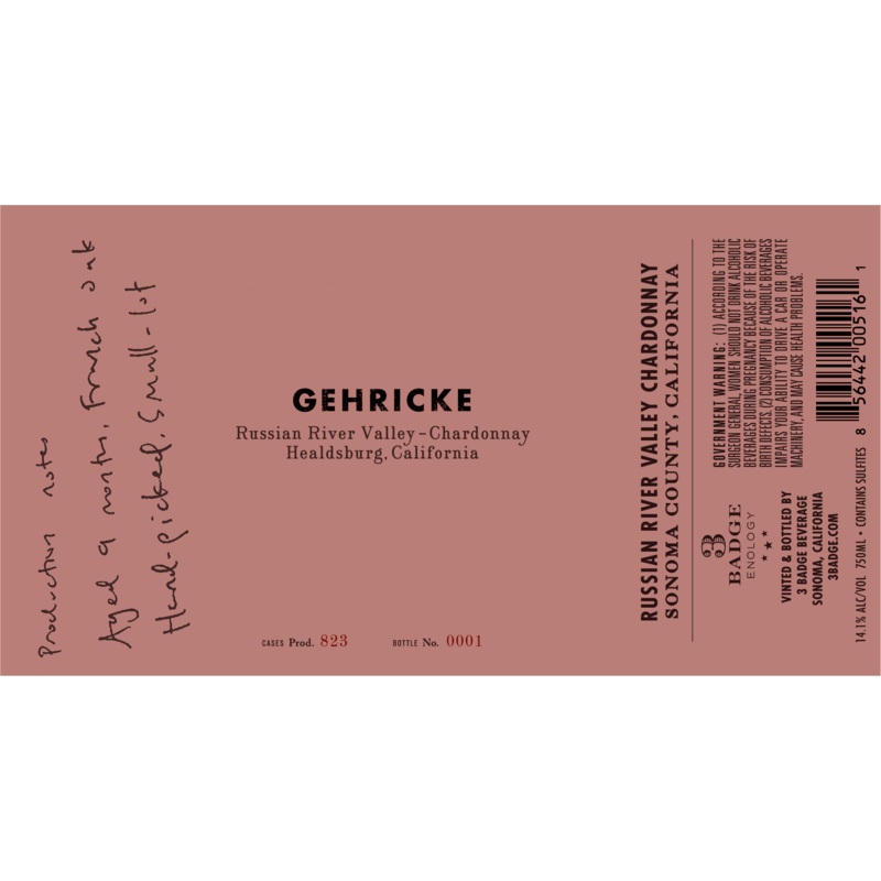 GEHRICKE CHARDONNAY RUSSIAN RIVER 2019 750 mL