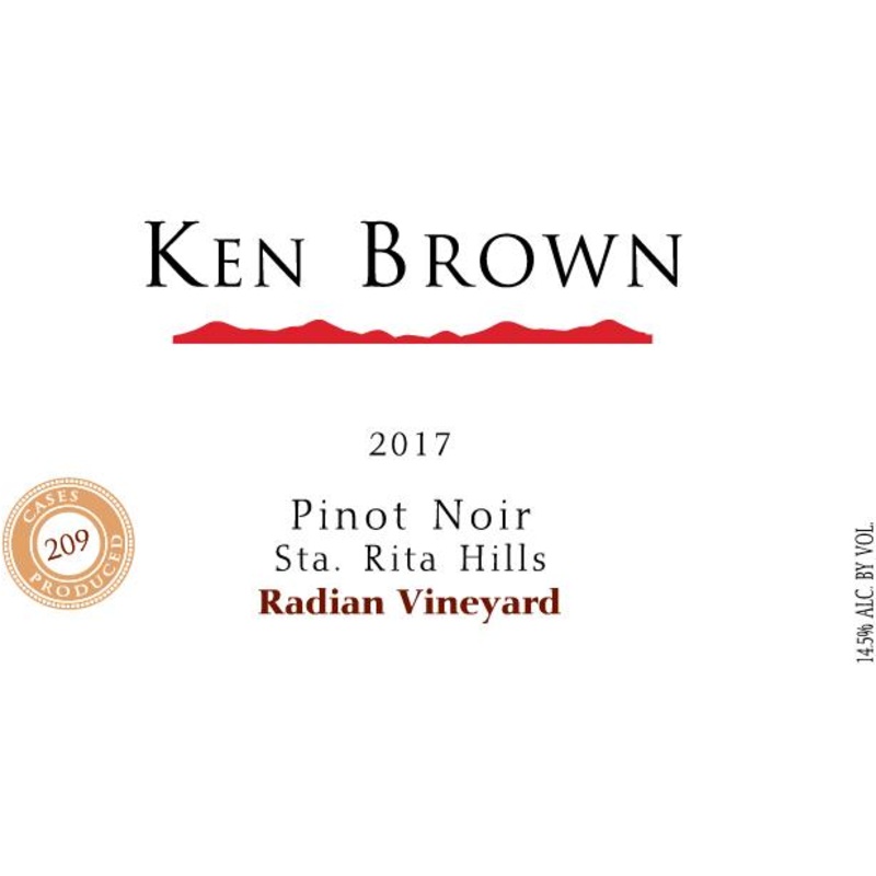 KEN BROWN PINOT NOIR RADIAN VINEYARD 2017 750 mL