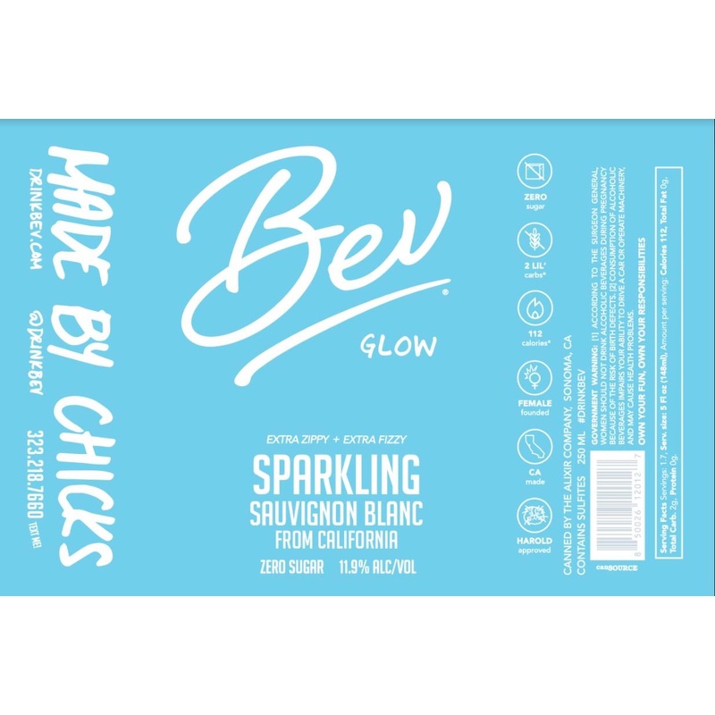 BEV GLOW SPARKLING WHITE WINE 6/4PK 1 L (24 Pack)