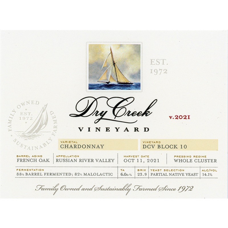 DRY CREEK CHARDONNAY ESTATE BLOCK 10 2021 750 mL