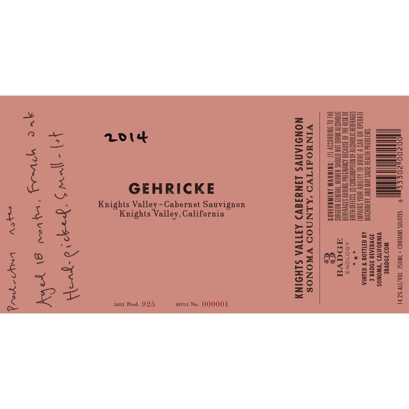 GEHRICKE CABERNET SAUVIGNON KNIGHTS VALLEY 2021 750 mL