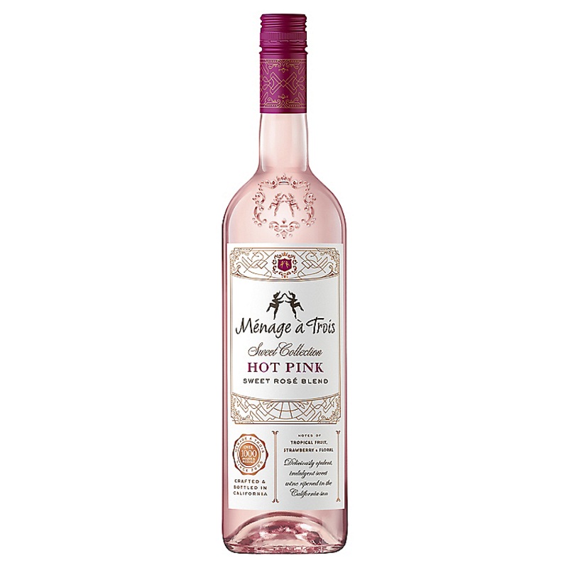 MENAGE A TROIS HOT PINK SWEET ROSE BLEND SWEET COLLECTION CALIFORNIA 750ML