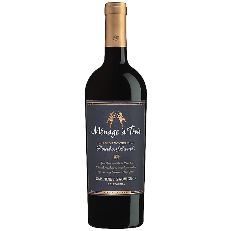 MENAGE A TROIS CABERNET SAUVIGNON AGED 3 MONTHS IN BOURBON BARRELS LIMITED RELEASE CALIFORNIA 750ML