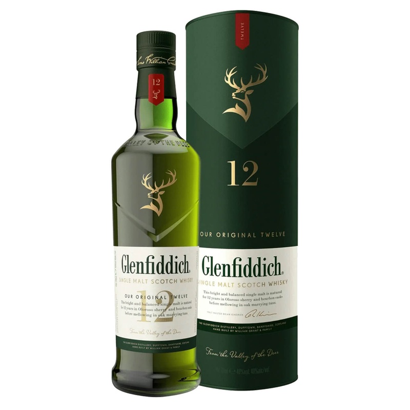 Glenfiddich 12 Year Old Single Malt Scotch Whisky, 70 cl