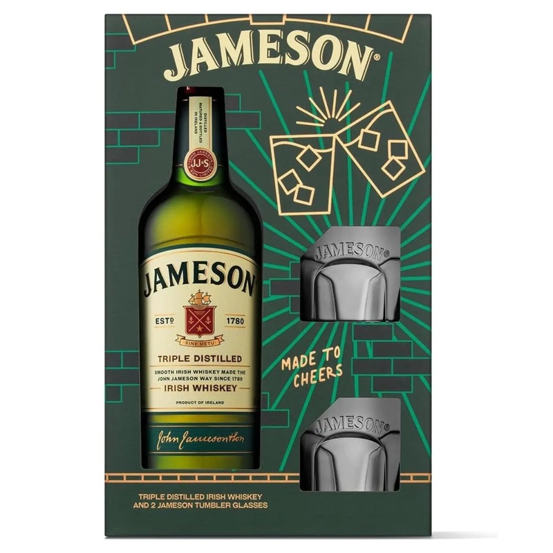 Jameson Irish Whiskey with 2 Glasses Gift Pack, 70 cl