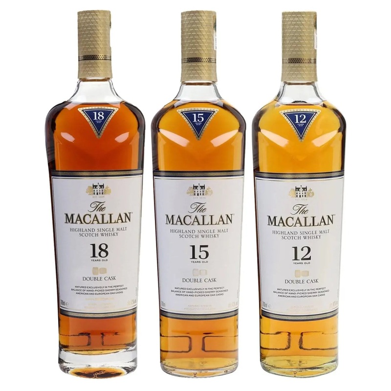 The Macallan Double Cask Malt Whisky Tasting Trio (12, 15, 18 Year Old), 3 x 70 cl