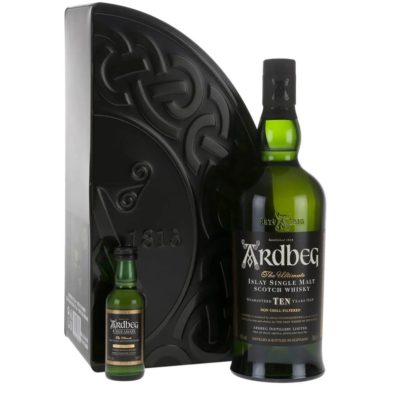 Ardbeg 10 Year Old + Mini Exploration Gift Pack, 70 cl + 5 cl