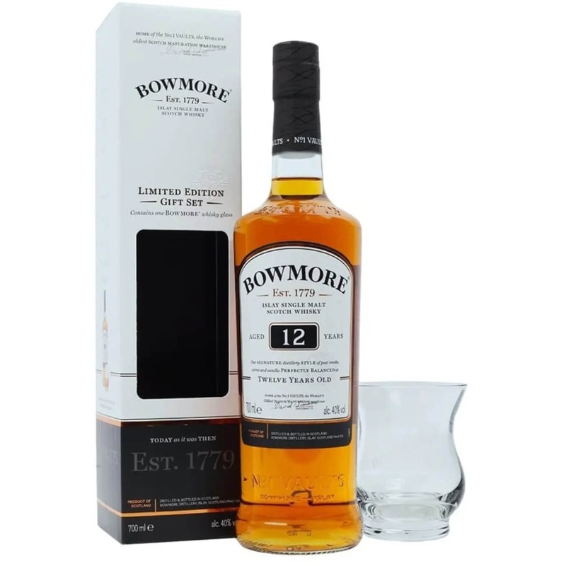 Bowmore 12 Year Old Malt Whisky & Glass Set, 70 cl