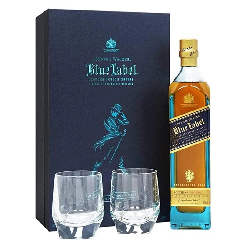 Johnnie Walker Blue Elite Gift Set with Two Glasses Whisky, 75 cl