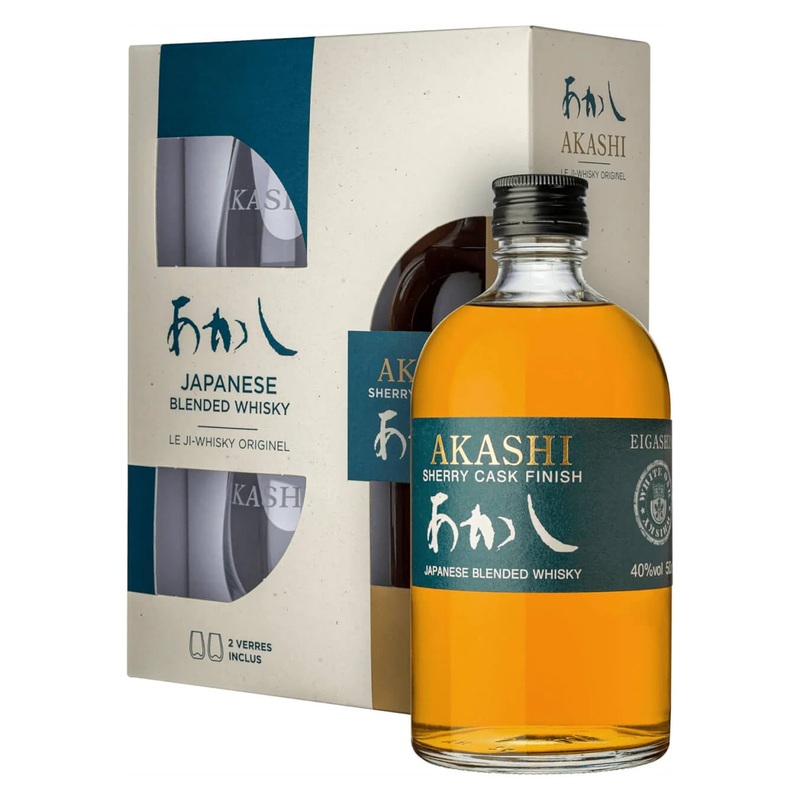 Akashi Japanese Blended Sherry Cask Glass Gift Set, 50 cl