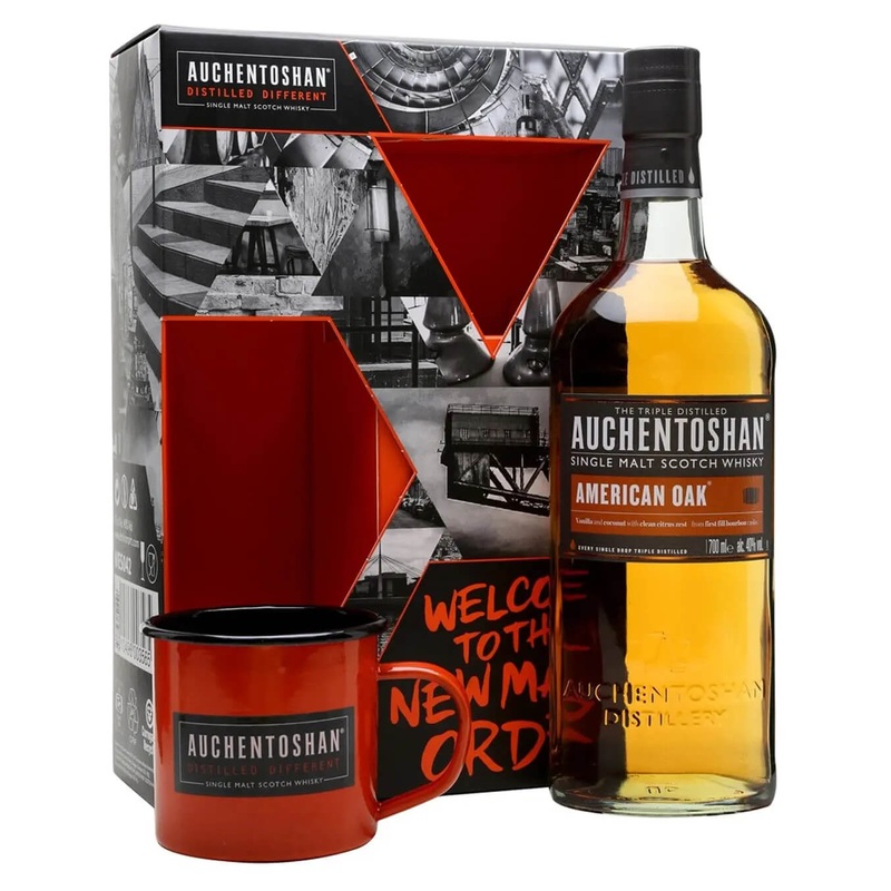 Auchentoshan American Oak Double Mug Gift Pack, 70 cl