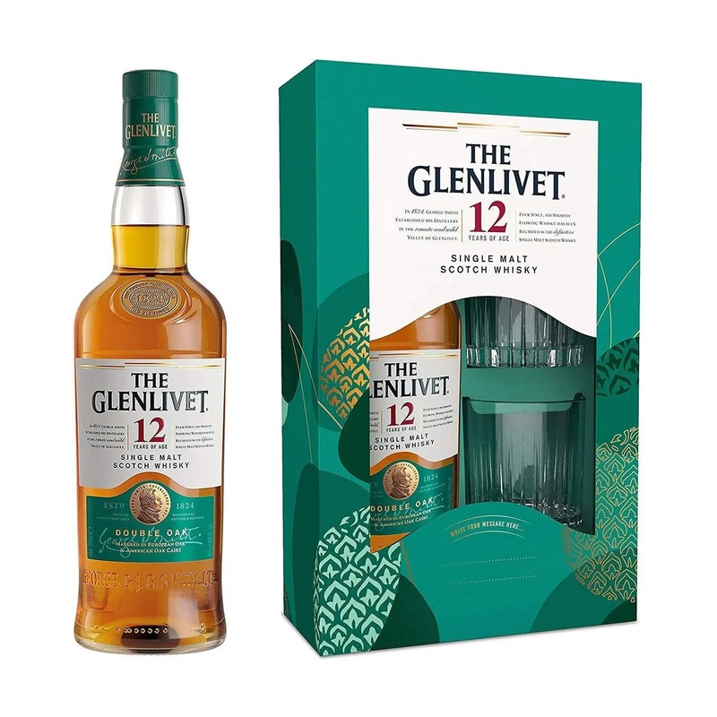The Glenlivet 12 Year Old Single Malt Scotch Whisky Gift Pack with Two Glasses, 70 cl