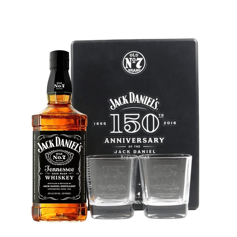 Jack Daniel's 150th Anniversary Tennessee Whiskey Rock Glass Gift Set, 70 cl