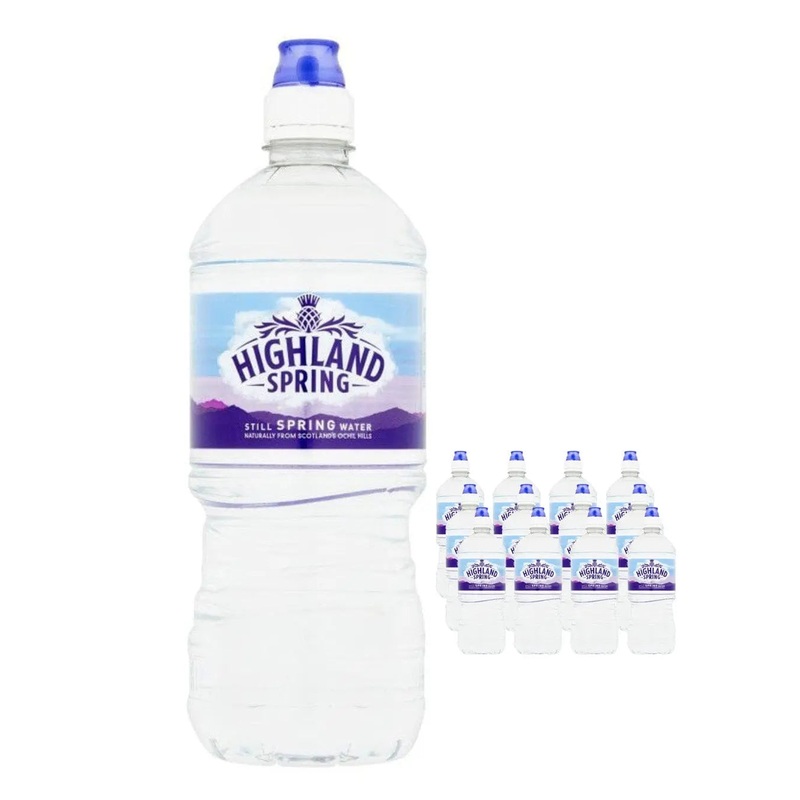 Highland Spring Still Sport Cap Water Bottle Multipack, 12 x 1 L
