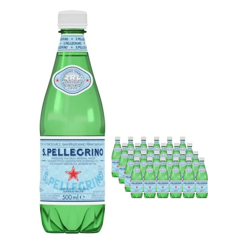 San Pellegrino Sparkling Mineral Water Glass Bottle Multipack, 24 x 500 ml