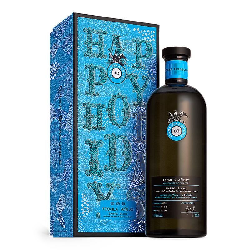 CASA DRAGONES TEQUILA ANEJO BARREL BLEND 80 WITH HOLIDAY SLEEVE 750ML