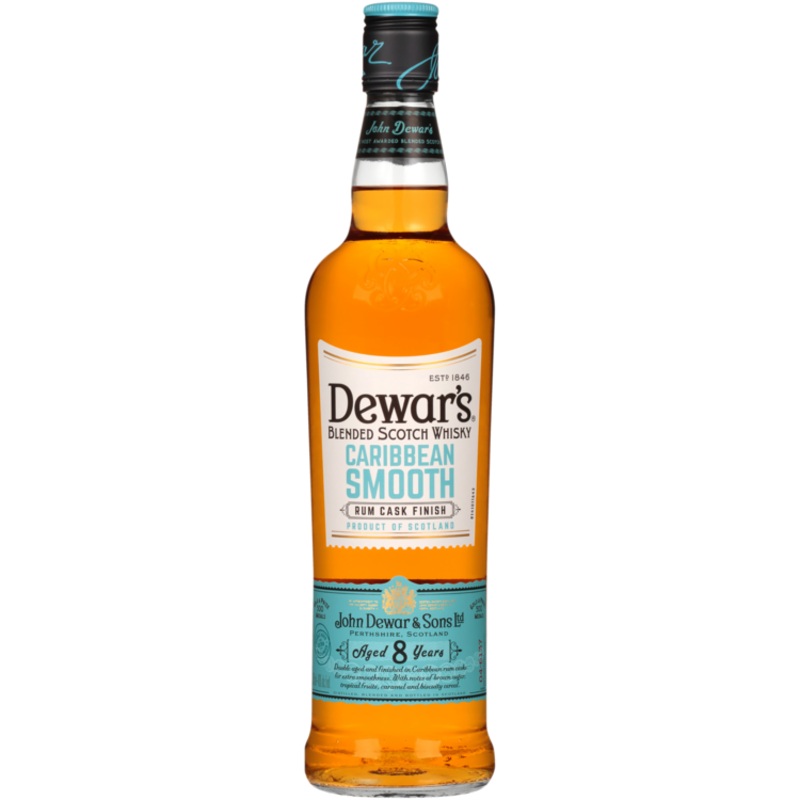 DEWAR'S BLENDED SCOTCH CARIBBEAN SMOOTH RUM CASK FINISH 8 YR 80 750ML