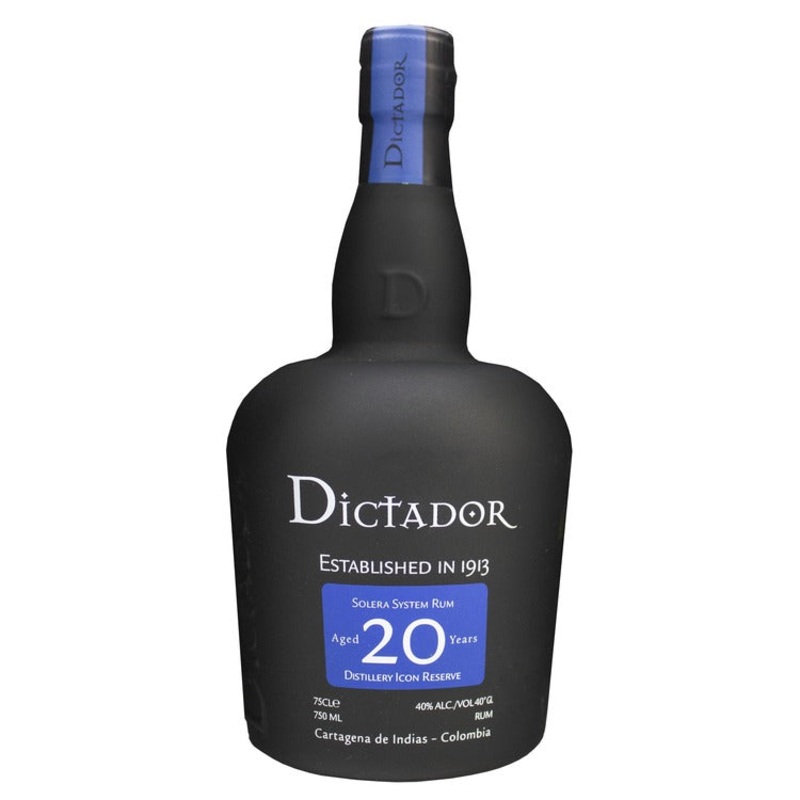 DICTADOR AGED RUM SOLERA SYSTEM DESTILLERY ICON RESERVE 20 YR 80 750ML
