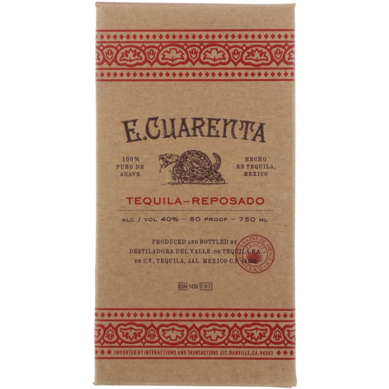 E. Cuarenta Tequila Reposado 80 750ML