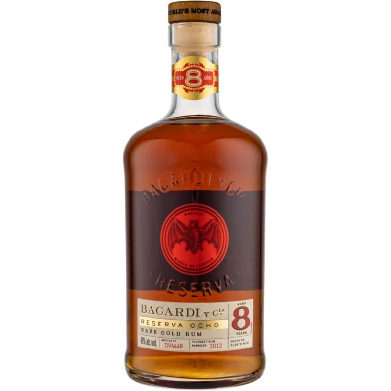 BACARDI AGED RUM RARE GOLD RESERVA OCHO 8 YR 80 750ML