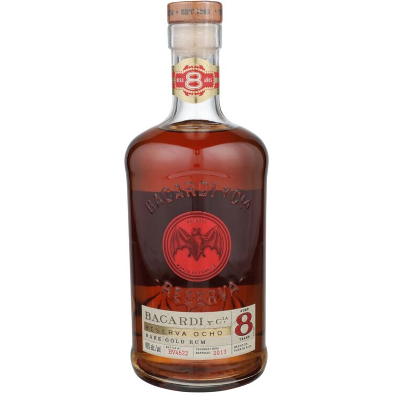 BACARDI AGED RUM RARE GOLD RESERVA OCHO 8 YR 80 W/ GIFT BOX 750ML
