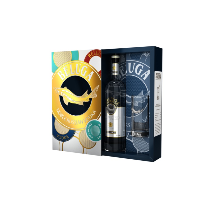 BELUGA VODKA NOBLE EXPORT 80 W/ HIGHBALL GLASS 750ML