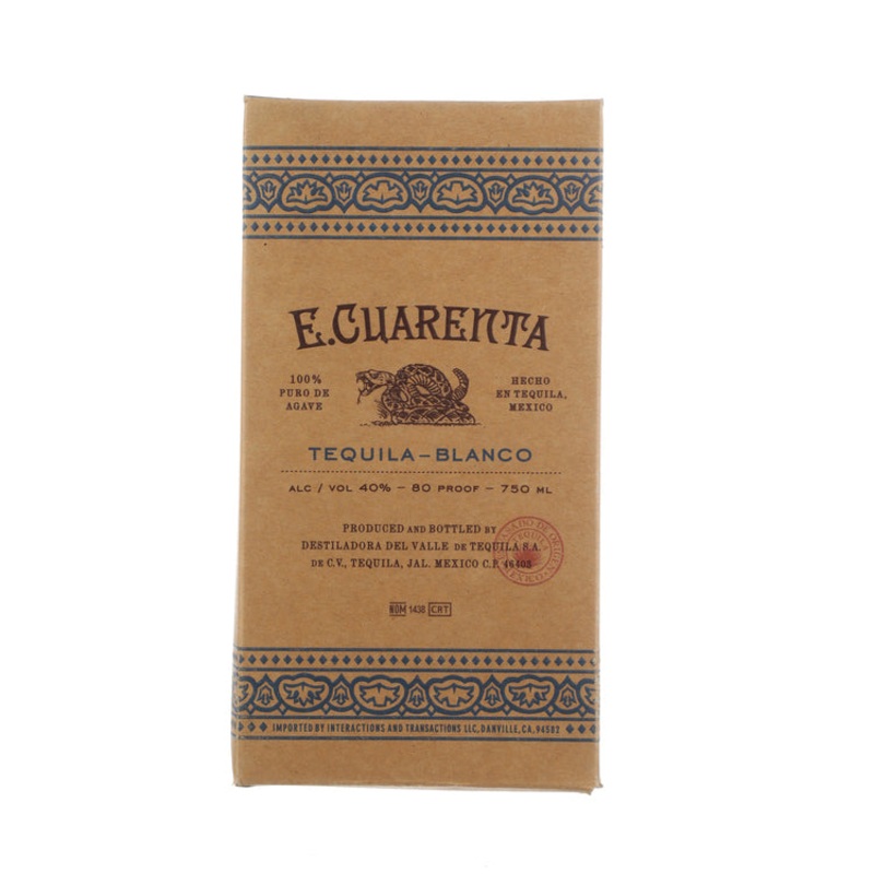 E. Cuarenta Tequila Blanco 80 750ML