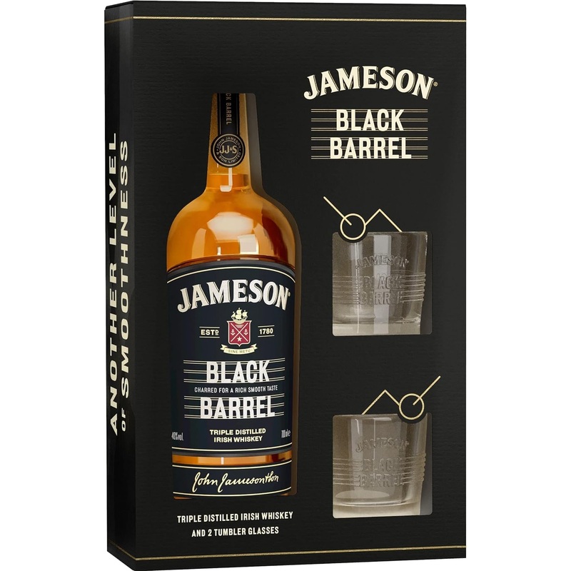 JAMESON BLENDED IRISH WHISKEY BLACK BARREL 80 W/2 GLASSES 750ML