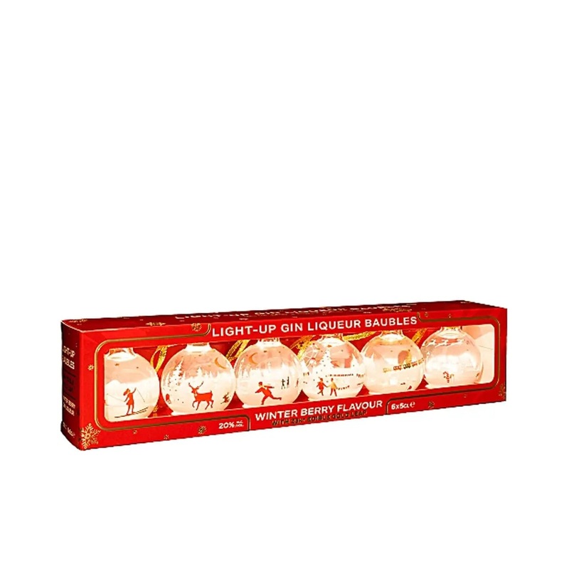 Light-Up Gin Liqueur Baubles, 6 x 5 cl