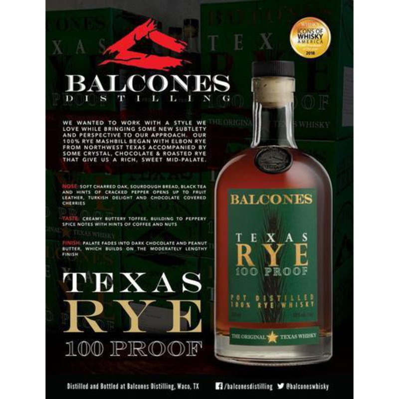 Balcones 100 Proof Rye Whisky 750ml