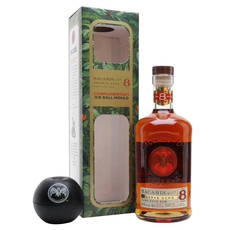 Bacardi 8 Year Old Carta Ocho Ice Ball Gift Set, 70 cl