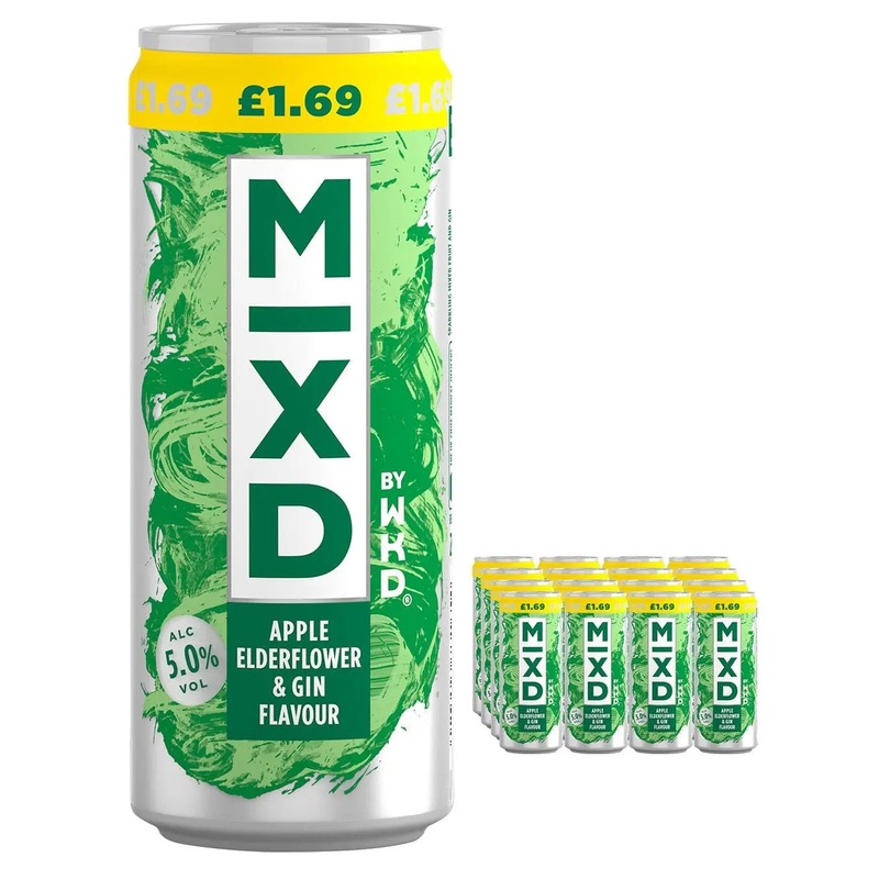 WKD Mixed Apple, Elderflower & Gin Premixed Can Multipack, 12 x 250 ml