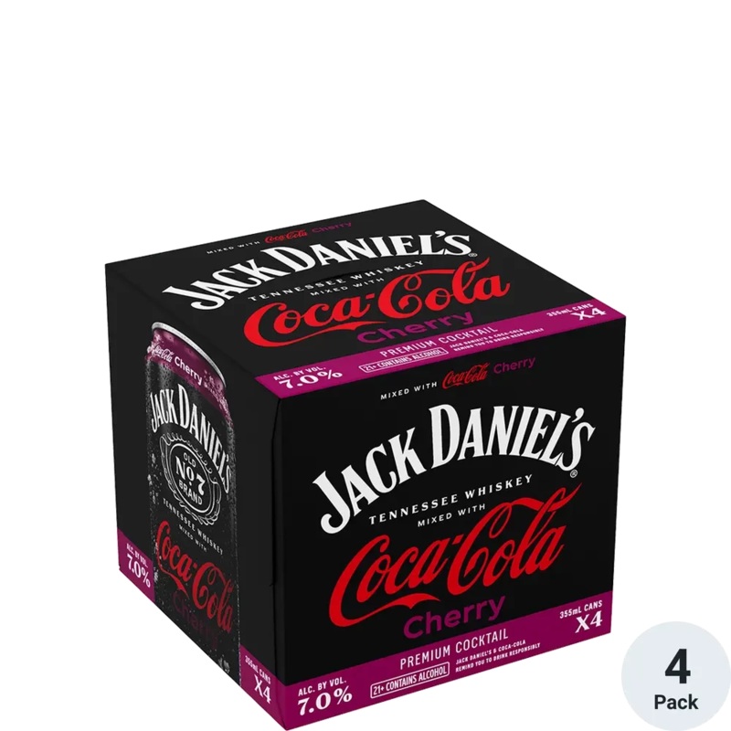 Jack Daniel's Coca Cola Cherry Premium Cocktail 12oz 4pack Cans