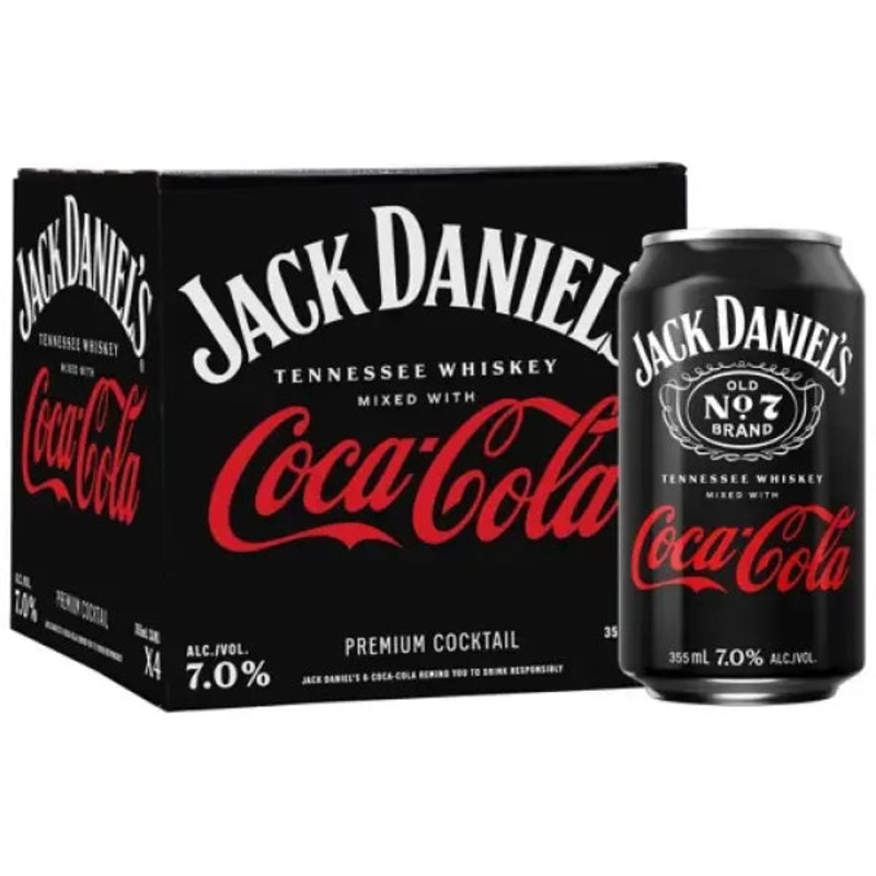 Jack Daniel's Coca Cola Premium Cocktail 12oz 4pack Cans