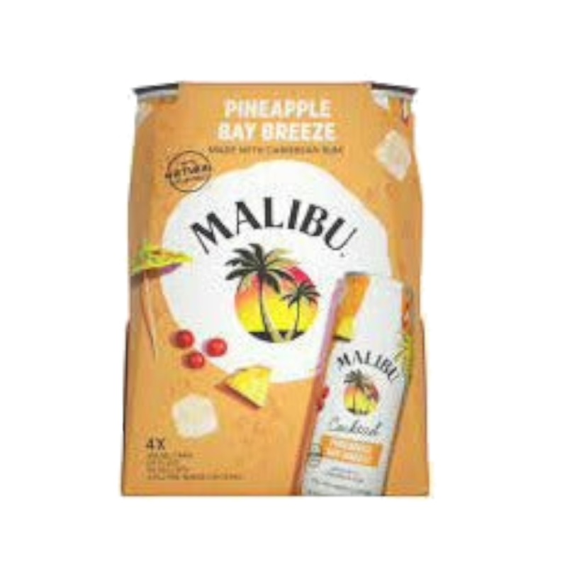 Malibu Pineapple Bay Breeze 12oz 4-Pack Can