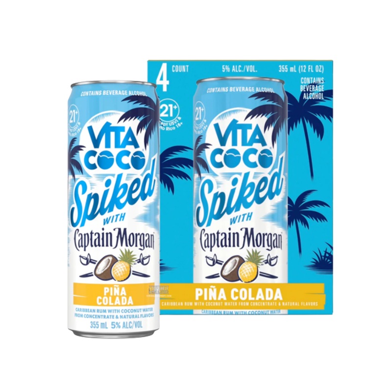 Vita Coco Spiked With Captain Morgan Pina Colada 12oz 4-Pack Can