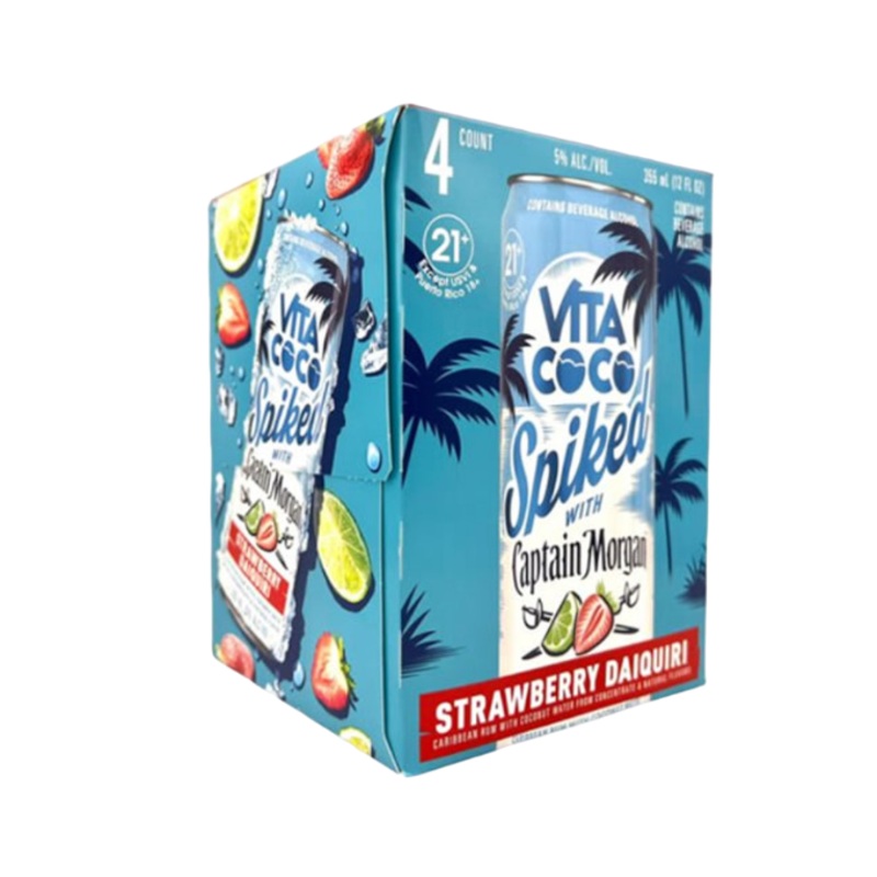 Vita Coco Spiked With Captain Morgan Strawberry Daiquiri 12oz 4-Pack Can
