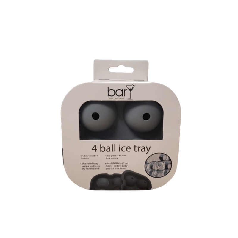 BARY3 SILICONE ICE TRAY 4 BALLS GREY