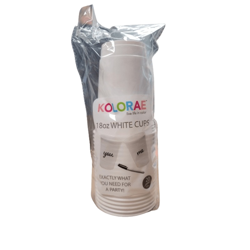 KOLORAE WHITE CUPS 18OZ 20PK