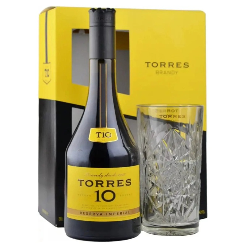 Torres 10 Reserva Imperial Brandy with Glass Gift Pack, 70 cl