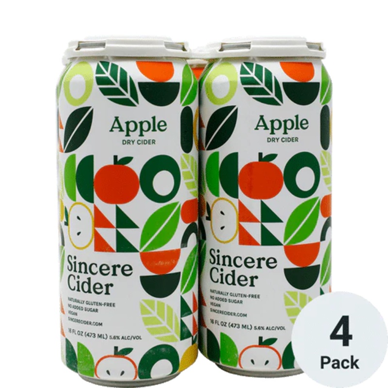 Sincere Cider Apple Dry Cider 16oz 4 Pack Can