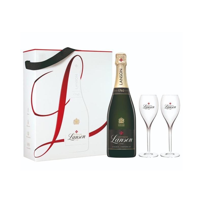 Lanson Le Black - Creation 257 Champagne with 2 Flutes Gift Box, 75 cl