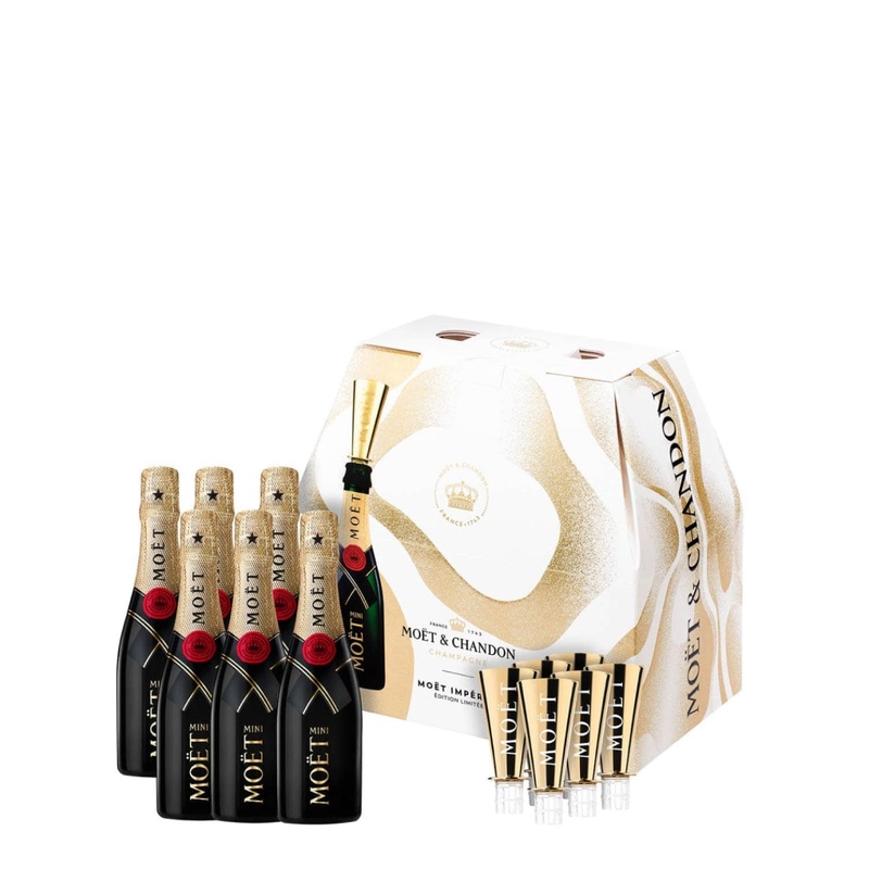 Mini Mot & Chandon Imprial Brut Champagne with Flutes Gift Set, 6 x  20 cl