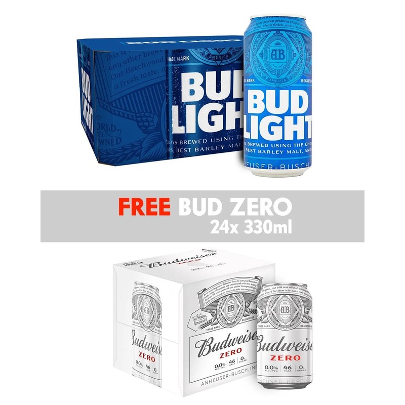 Bud Light Lager Beer Multipack, 24 x 568 ml + FREE BUDWEISER 0.0% 24 x 330 ml