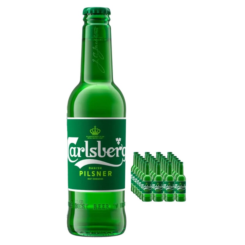Carlsberg Pilsner Beer Glass Bottle Multipack, 24 x 330 ml