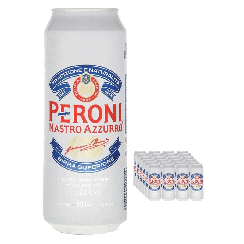 Peroni Nastro Azzurro Premium Lager Cans Multipack, 24 x 500 ml