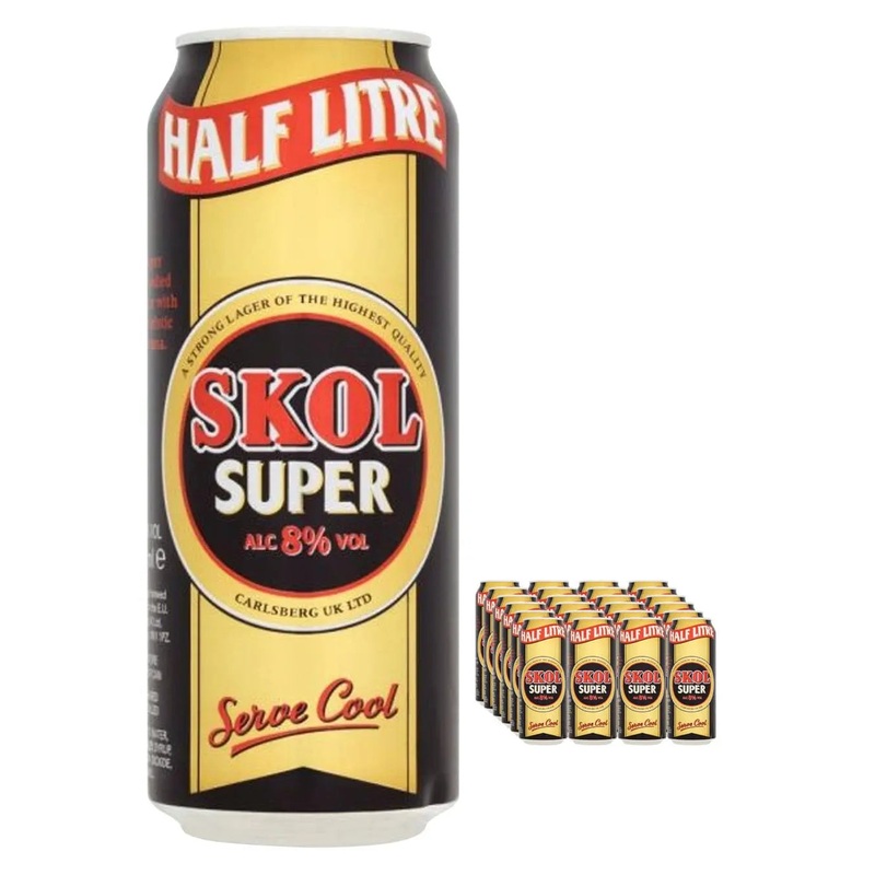 Skol Super Lager Beer, 24 x 500 ml